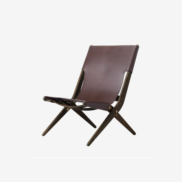 Saxe Lounge Chair - Black Leather & Natural Oak