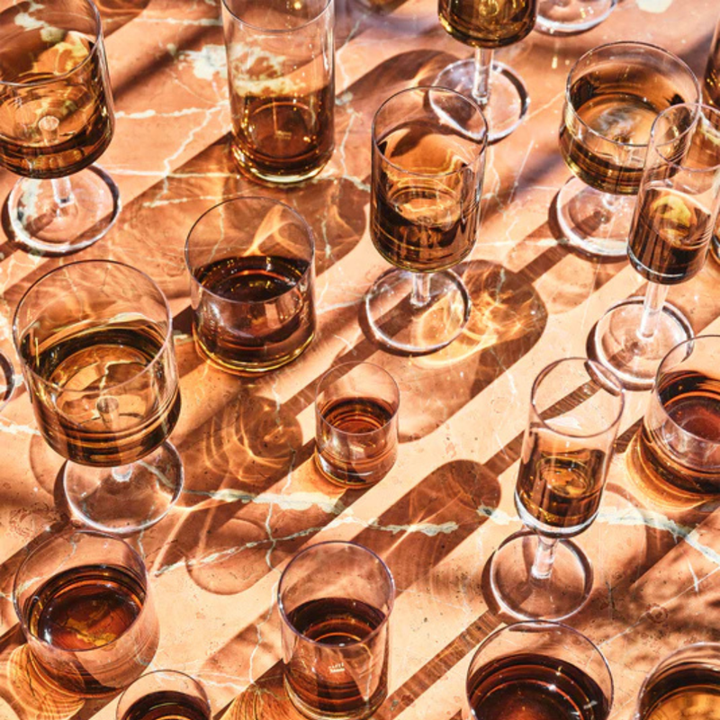 כלי זכוכית זומה - כוס ויסקי ענבר - קופסה של 4