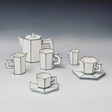 Cappuccino cup with saucer White - Black - Box of 2 units -