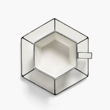 Cappuccino cup with saucer White - Black - Box of 2 units -