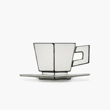 Cappuccino cup with saucer White - Black - Box of 2 units -