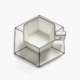 Cappuccino cup with saucer White - Black - Box of 2 units -