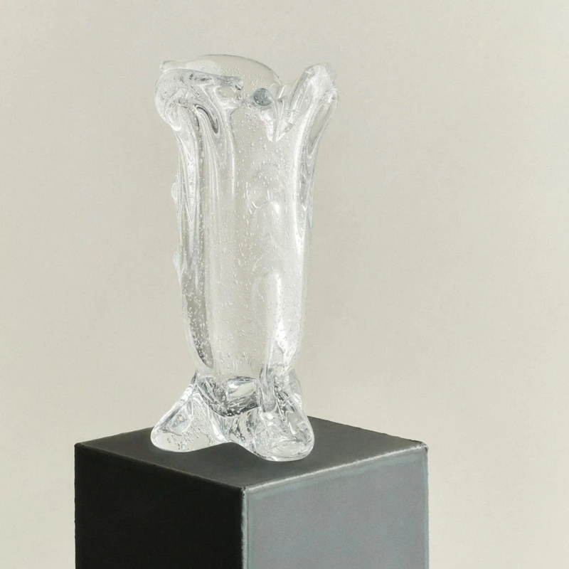S.R. VINTAGE DRAPE GLASS VASE