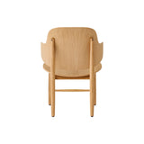 The Penguin Wooden Lounge Chair in natural oak, featuring a curved veneer back and solid oak frame seen from the rear.