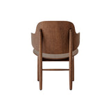 The Penguin Wooden Lounge Chair in red-stained oak, featuring a curved form-pressed veneer back and solid oak frame.