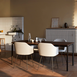 Rely Dining Chair - Upholsterd Armrest, Steel Base