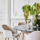 Rely Dining Chair - Upholsterd Armrest, Steel Base