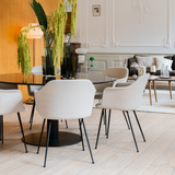 Rely Dining Chair - Upholsterd Armrest, Steel Base