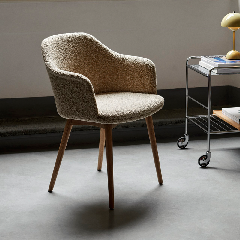 Rely Dining Chair - Upholsterd Armrest, Wood Base by &Tradition